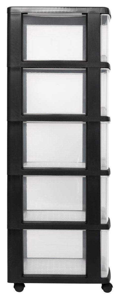 Curver Essentials Schubladensystem – 5x20 Liter – schwarz transparent