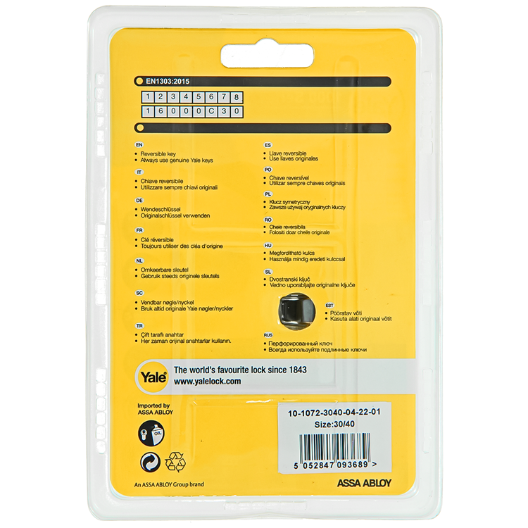 Yale 1060535 - Profilzylinder 1000 mm 70 mm (30 40) | 2 Stk