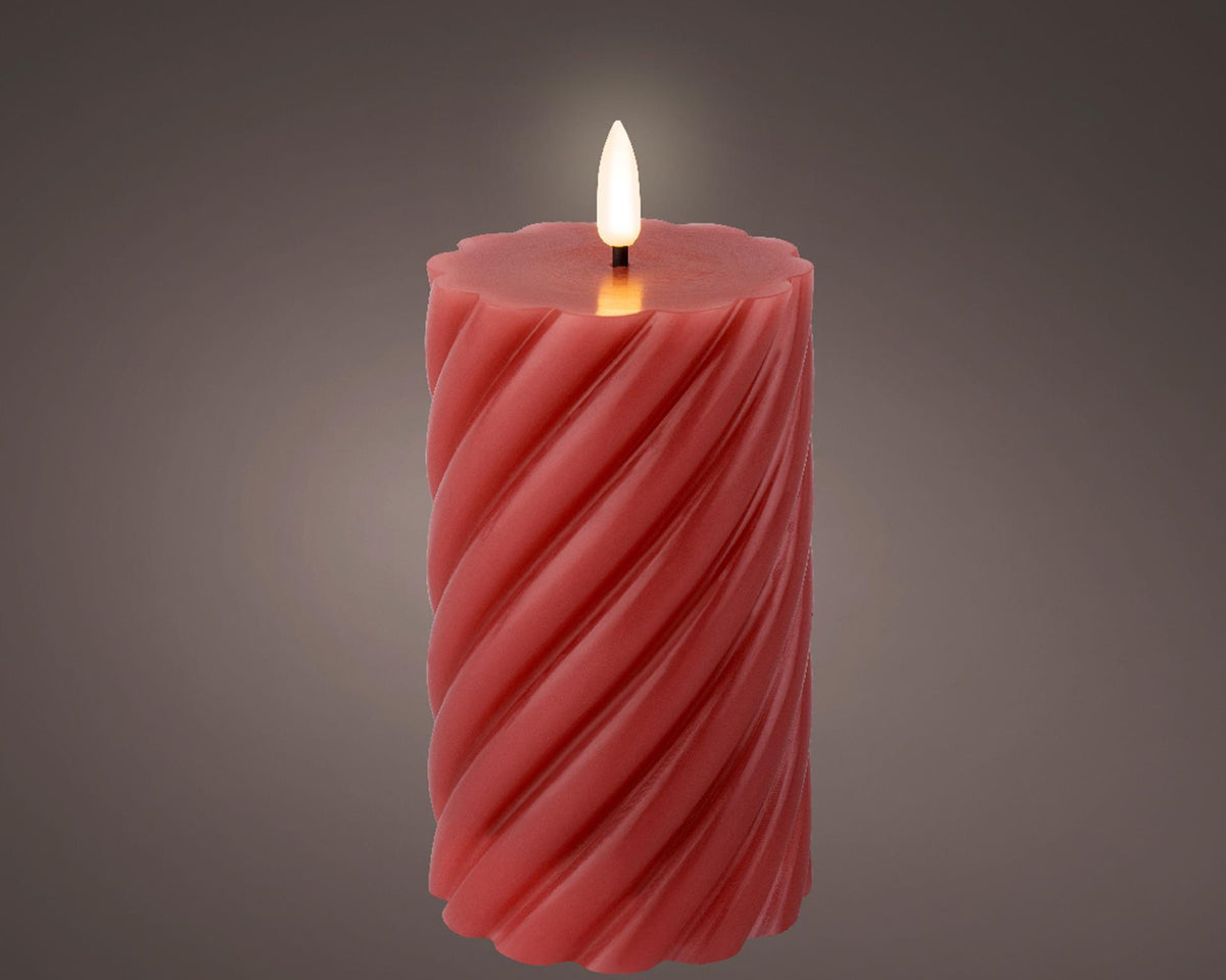 Lumineo LED Kerzenflammenwirbel dunkelrosa 15cm