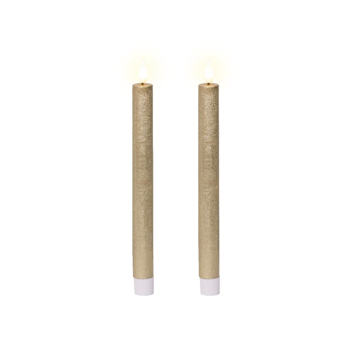 Lumineo LED-Menükerzen-Set aus Wachs, goldfarben, H24,5 cm