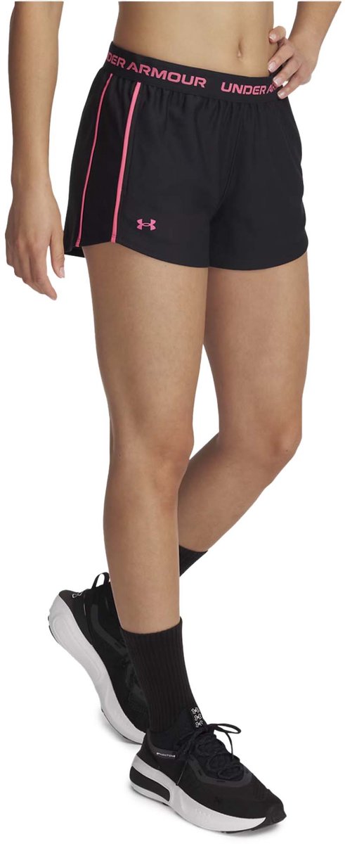Under Armour Tech Play Up Shorts-Blk Damen-Sporthose – Schwarz – Super Pink