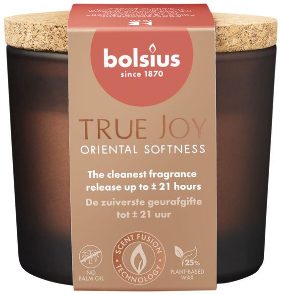 Bolsius Duftglas mit Korkdeckel True Joy Oriental Soft ø83x66 mm 21 Stunden (6 Stück)