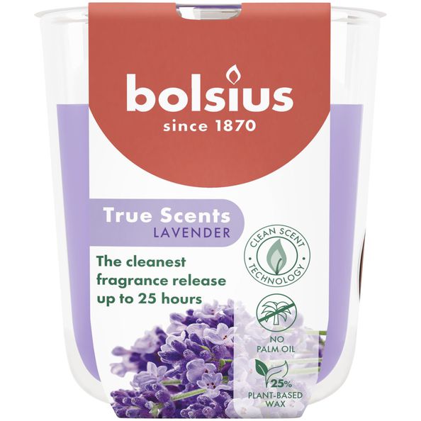 Bolsius Duftglas True Scents Lavendel ø73x80 mm 25 Stunden (6 Stück)