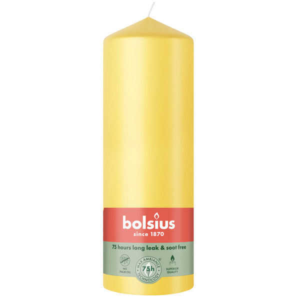 Bolsius Blockkerze Sonnengelb ø68x200 mm 75 Stunden (6 Stück)