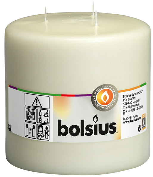 Bolsius Mammutkerze 3 Dochte Elfenbein ø150x150 mm 75 Stunden (2 Stück)