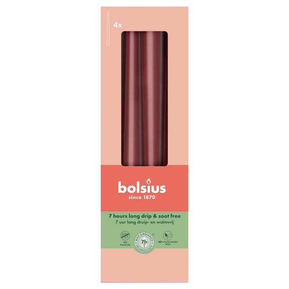 Bolsius Gothic-Kerzen Samtrot ø24x245 mm 7 Stunden (8x 4 Stück)