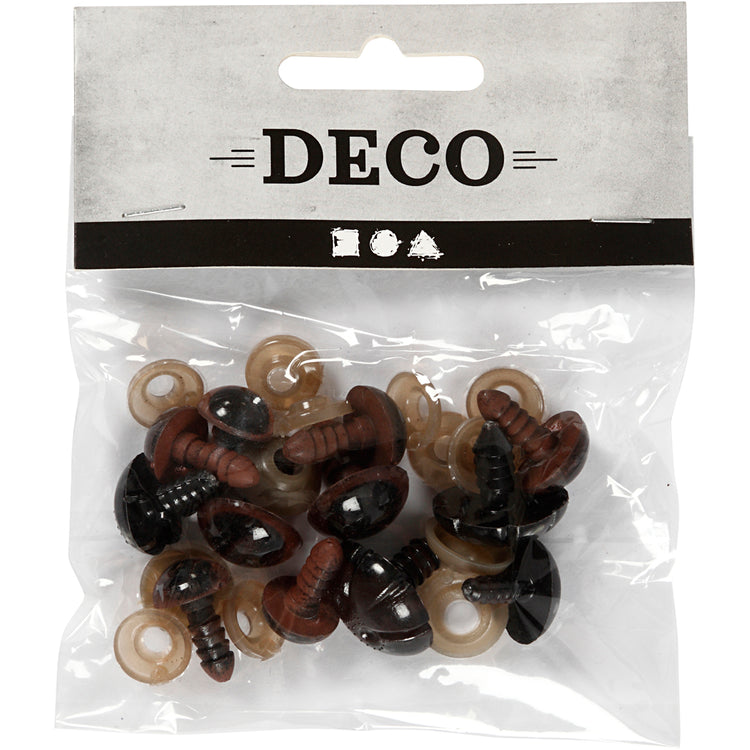 Creativ Company Teddybär Augen Nasen, D 10+12,5+15 mm, Größe 15+25 mm, 12 div. 1 Box