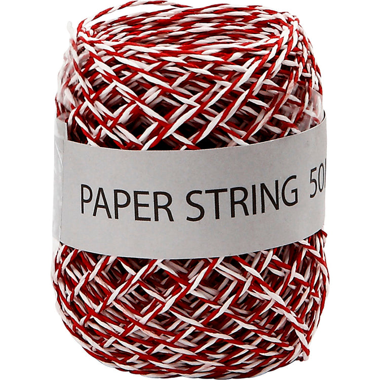 Creativ Company Papierkordel, Stärke 1 mm, rot weiß, 50 m 1 Rolle