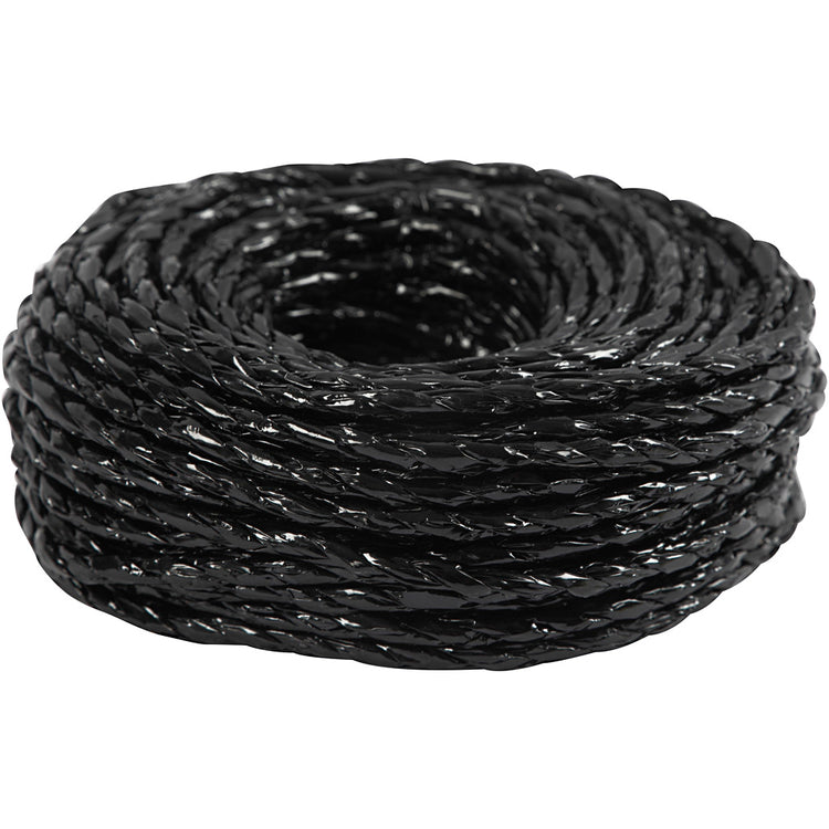 Papiergarn der Firma Creativ, Stärke 3,5-4 mm, ca. 25 m, schwarz, 25 m 1 Rolle