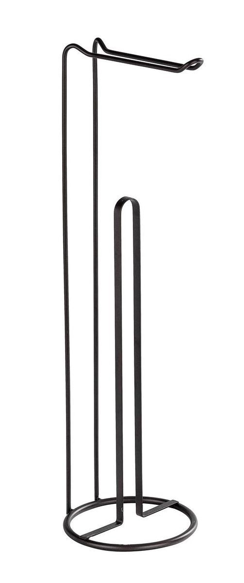 Wenko Toilettenpapierhalter 2-in-1 Lugano mattschwarzer Stahl - Ersatzrollenhalter - Toilettenpapierhalter freistehend - Toilettenpapierhalter stehend - Schwarz