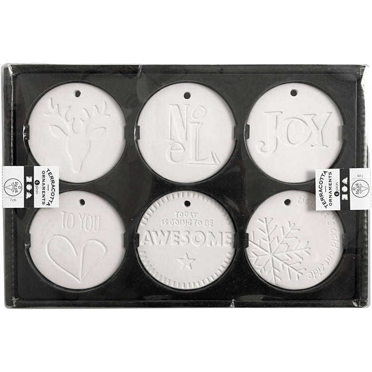 Creativ Company Ornamente zum Aufhängen, Größe 7x7 cm, Stärke 0,6 cm, weiß, 6 Stück 1 Box