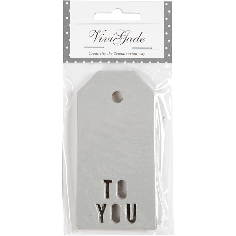 Vivi Gade Geschenkanhänger, „To You“, Größe 5x10 cm, 300 g, Silber, 15 Stück 1 Box