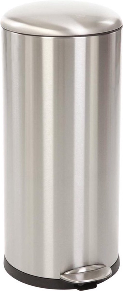 Eko Belle Deluxe Treteimer 30 Liter – Mülleimer mit herausnehmbarem Abfallbehälter – Fingerabdrucksicher – Soft-Close – H66xl38xb33 cm – Mattsilber