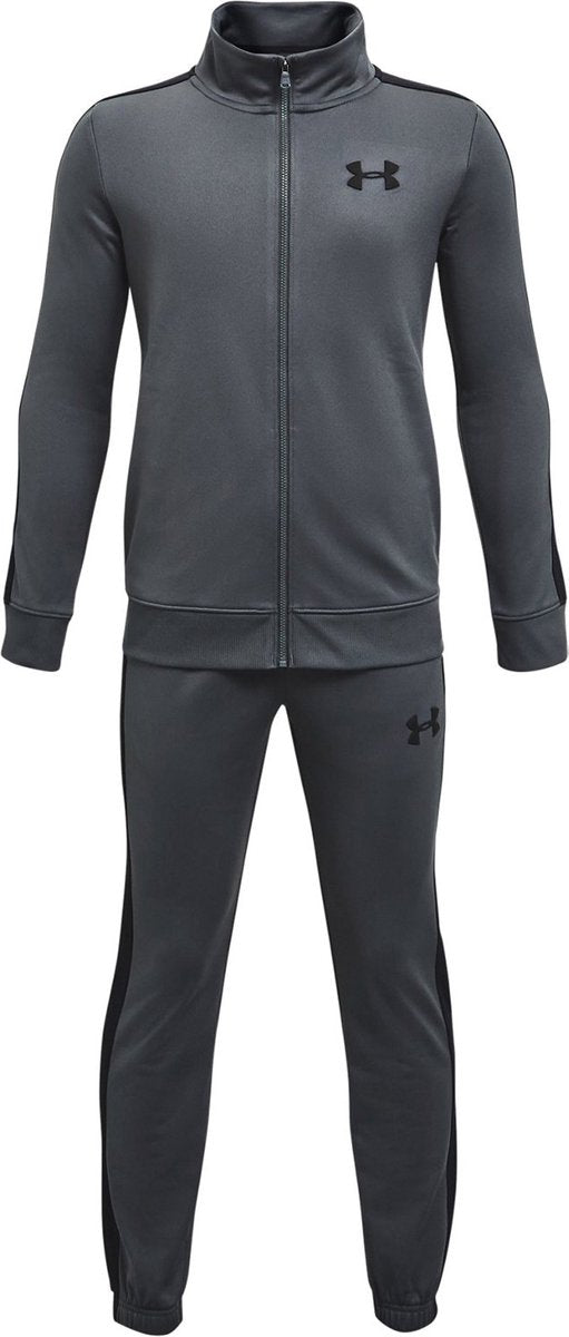 Under Armour UA Rival Knit Track Suit – grauer Jungen-Trainingsanzug – Pechgrau – Schwarz