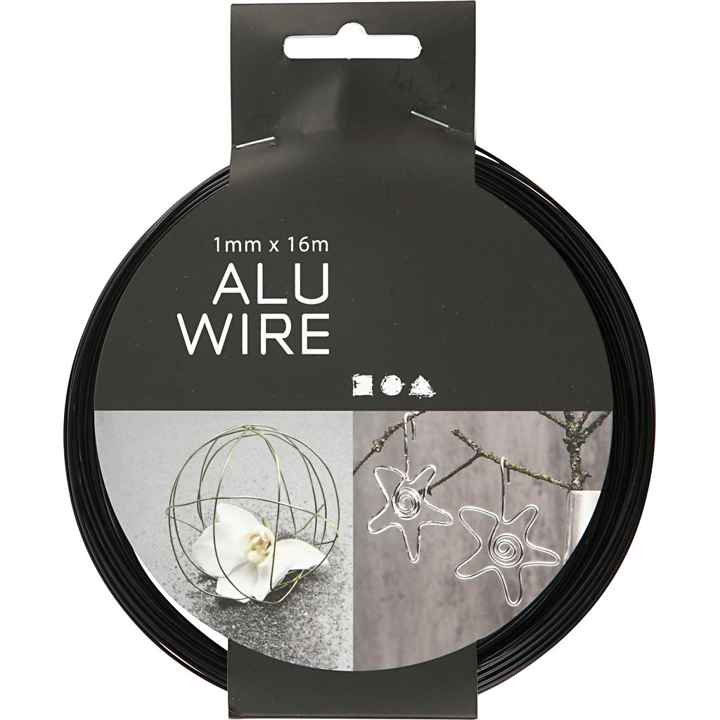 Creativ Company Aludraht, rund, Stärke 1 mm, schwarz, 16 m 1 Rolle