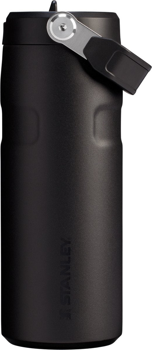Stanley Flip Straw 2.0 Wasserflasche mit Strohhalm 0,47 l – 10 Stunden kalt – 2 Tage kalt mit Eis – Edelstahl-Trinkflasche – BPA-frei – auslaufsicher – spülmaschinenfest – Schwarz