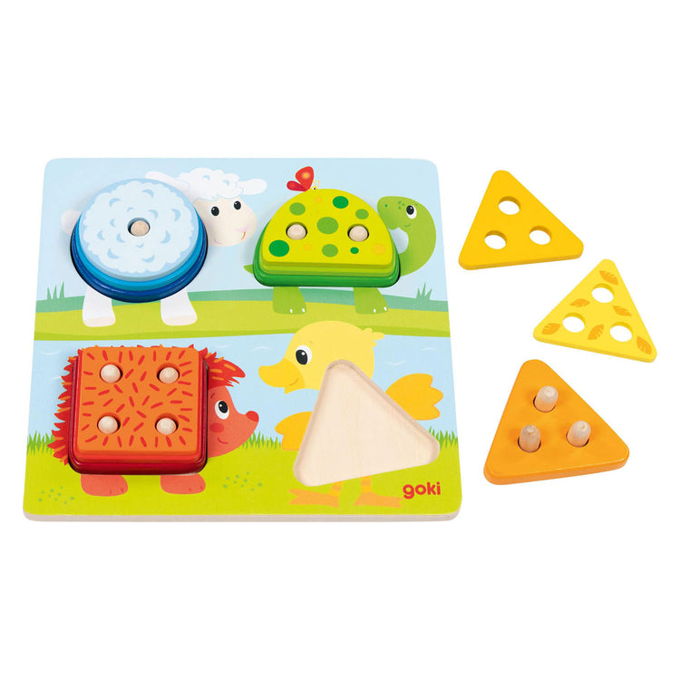 Goki -Holzfarben und Form Sortierbretttiere, 12st.
