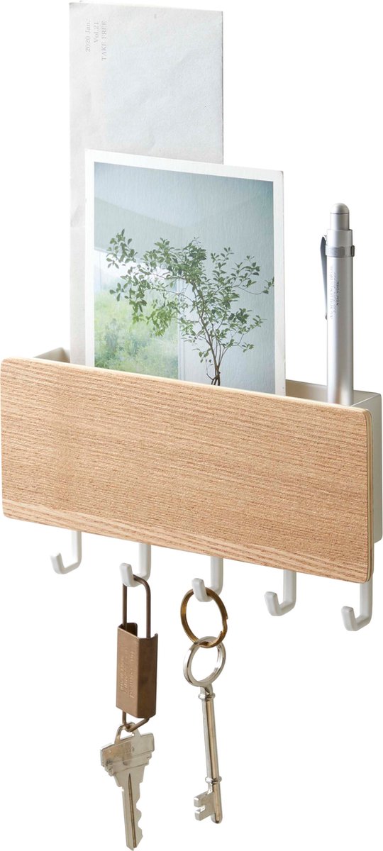 Yamazaki magnetischer Schlüsselkasten mit Haken – Rin – Weiß