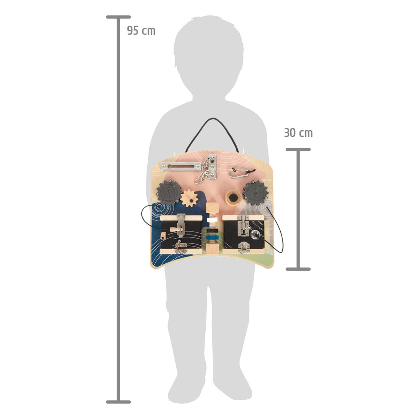 Rotation und Schlösser von kleinem Fuß Holzaktivitätsboard