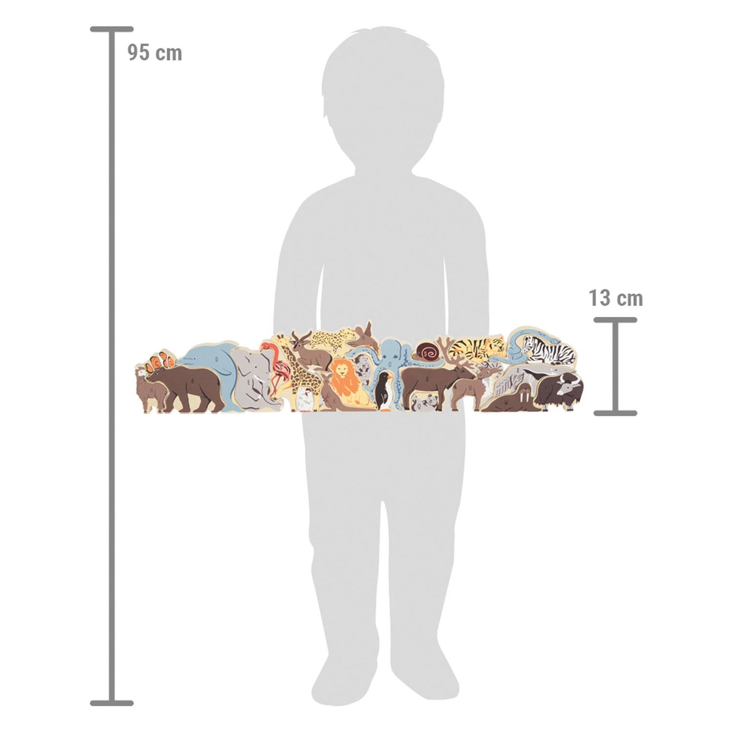 Kleiner Fußholzbrief- und Formpuzzle -Tiere, 26st.