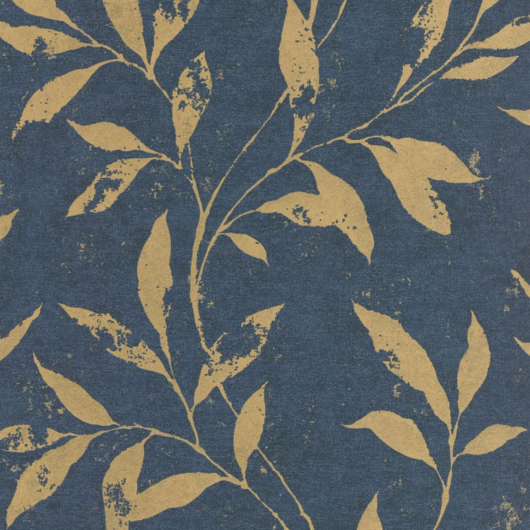Niederländische Wandverkleidung Niederländische Wandverkleidung Wallpaper Blatt Blau und goldfarben