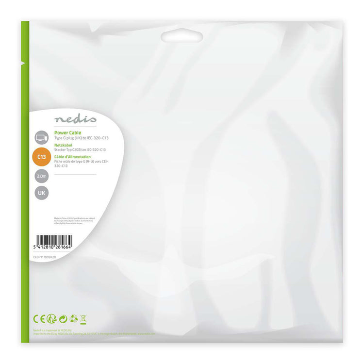 Nedis CEGP11100BK20 Food Chance Stock Tegar G (VK) IEC-320-C13 2,0 m Schwarz