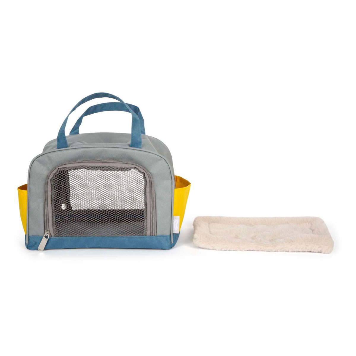 Kleiner Fußumarmendhund mit Trägertasche und Pflege -Set