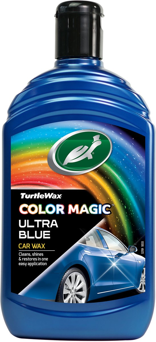 Turtle Wax Color Magic Ultra Blue Wax – reinigt, verleiht Glanz – stellt wieder her und fügt Farbe hinzu – kaschiert Kratzer und matte Stellen – bietet dauerhaften Schutz – schnell und einfach anzuwenden – 500 ml