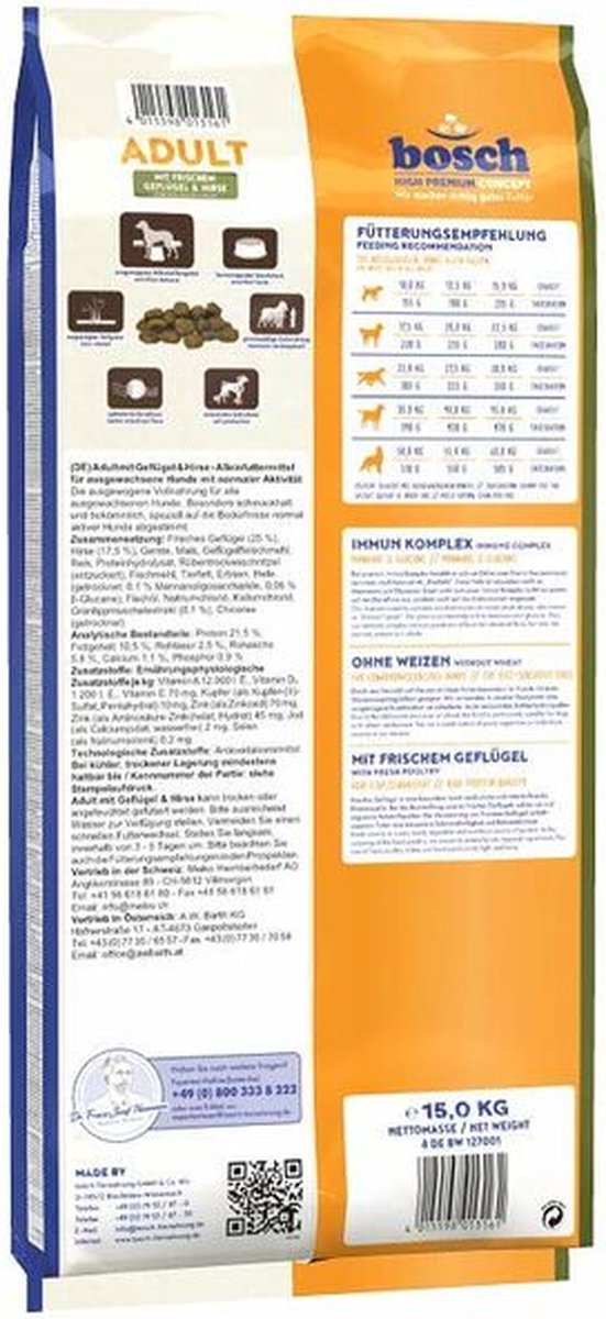 Bosch Futter für erwachsene Vögel 15 kg
