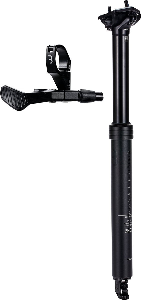 BBB Cycling Lift Post verstellbare Sattelstütze Dropper Post ø30,9 mm – Sattelstütze mit Fernbedienungshebel – 410 mm – zertifiziert für: E-Bike, MTB-Rennrad – BSP-51