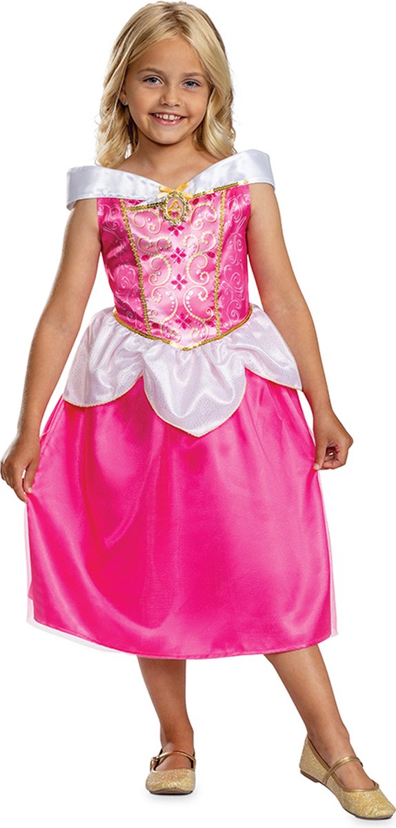 Verkleidung Disney Prinzessin – Dornröschen, Aurora-Kleid klassisch, Größe S (5 – 6 Jahre), Mädchen