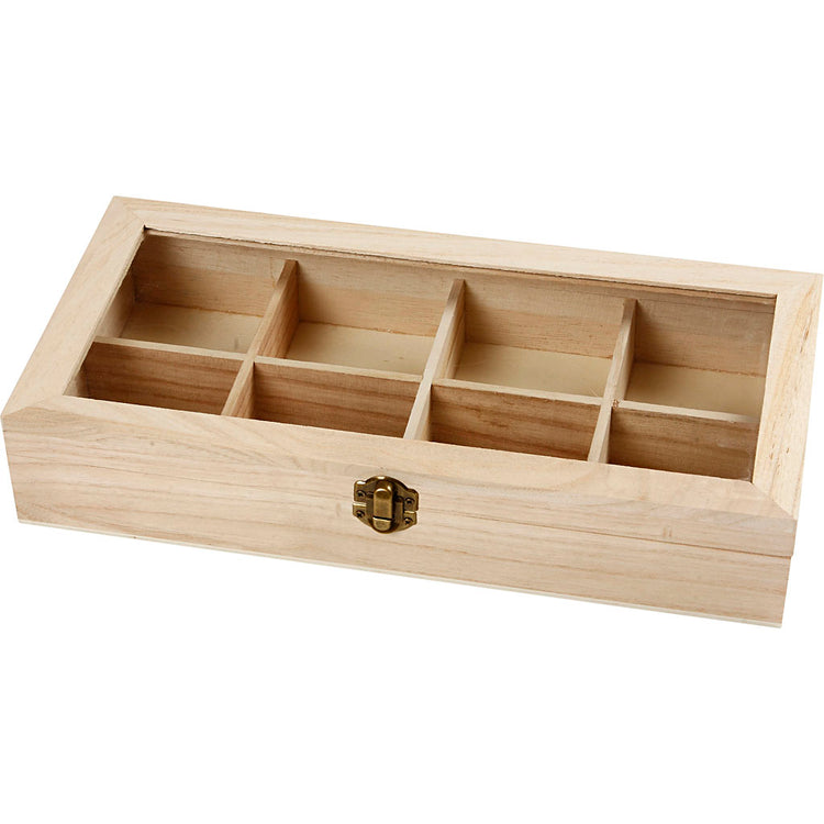 Creativ Company Holzkiste mit Glasdeckel, Maße 32x16x6 cm, Lochgröße 7x7 cm, 1 Stück