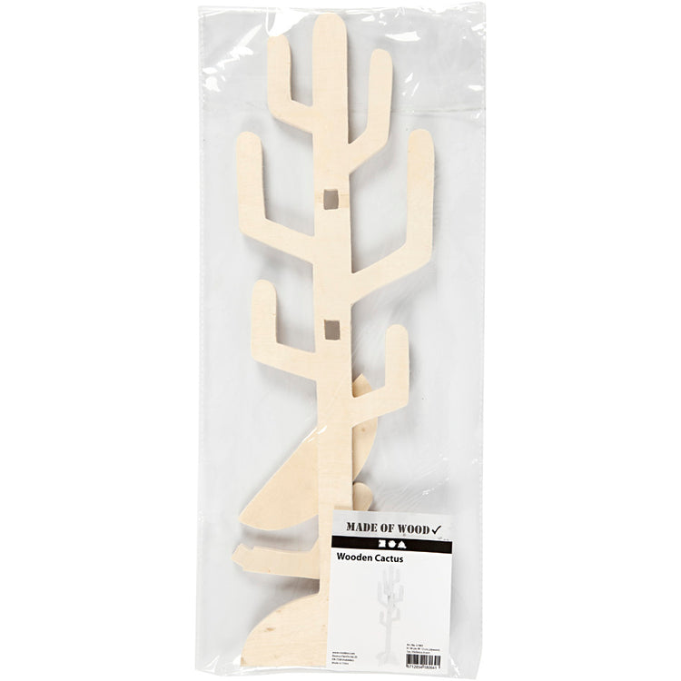 Creativ Company Holzkaktus, H: 38 cm, B: 12 cm, Stärke 8 mm, 1 Stück