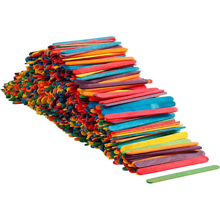Creativ Company Bauholz, L: 11,4 cm, B: 10 mm, verschiedene Farben, 1000 Stück 1 Karton