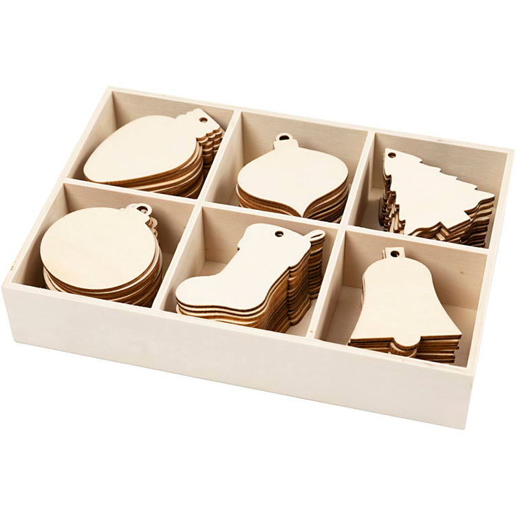 Creativ Company Weihnachtsdekoration, H: 5,5-7 cm, B: 4-5 cm, Lochgröße 4 mm, 90 Stück 1 Box