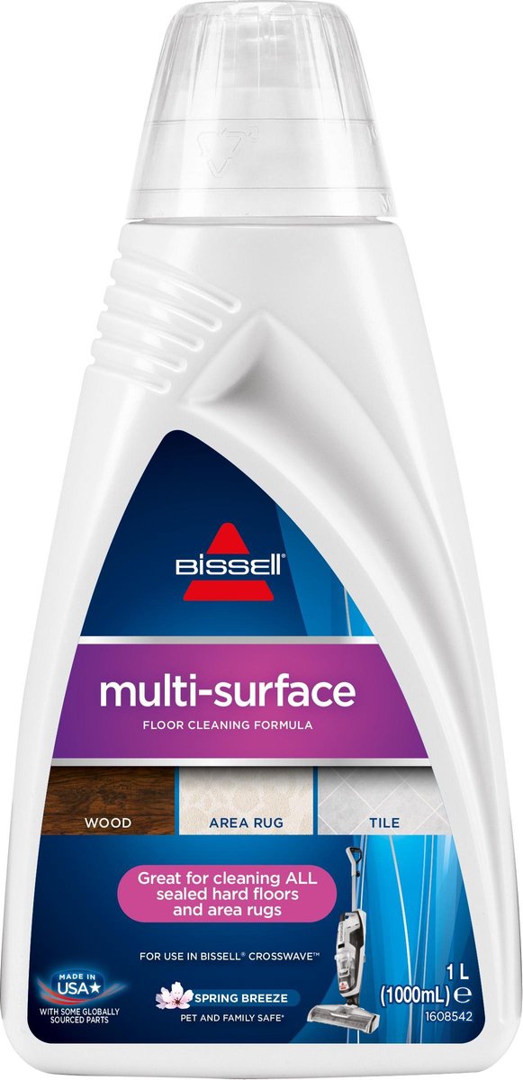 Bissell Multisurface 1l – Reiniger für Crosswave Spinwave – mühelose Schmutzentfernung – frischer Duft – schnell trocknend, streifenfrei – für Holz, Laminat, Fliesen, Vinyl – 1789l