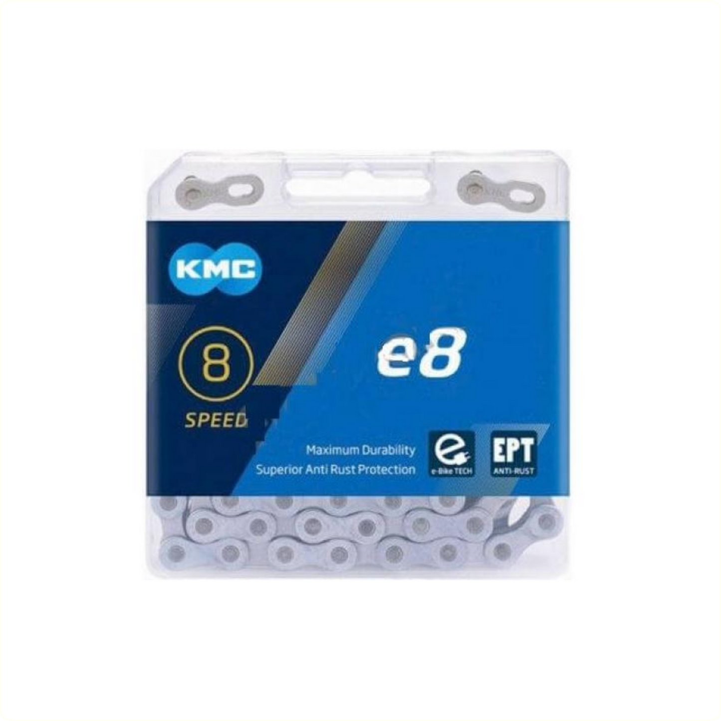 KMC Kette 6 7 8 Gang E8 EPT 122 Glieder silber