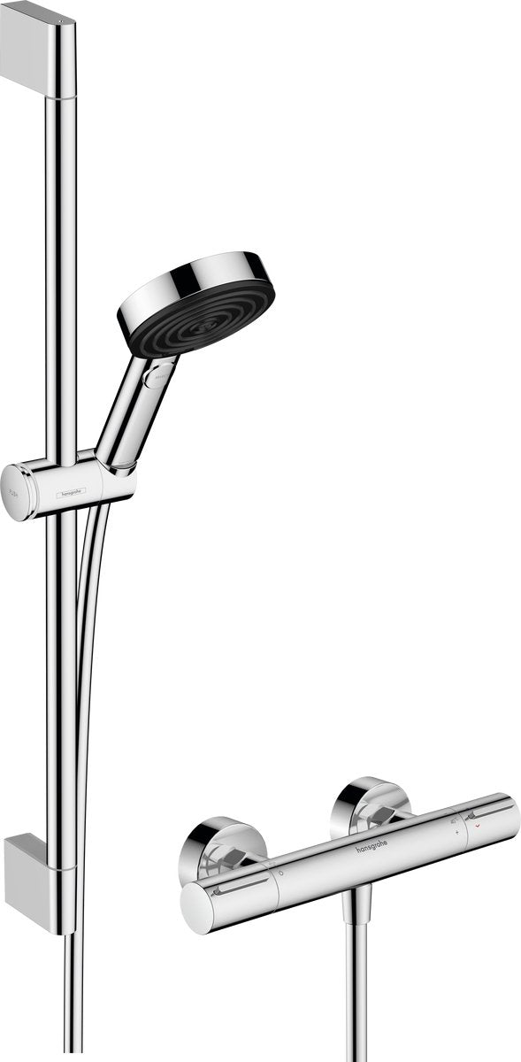 Hansgrohe Pulsify Select S Duschsystem 105 3jet Relax Ecosmart mit Element und Schiebestange 65 cm Chrom
