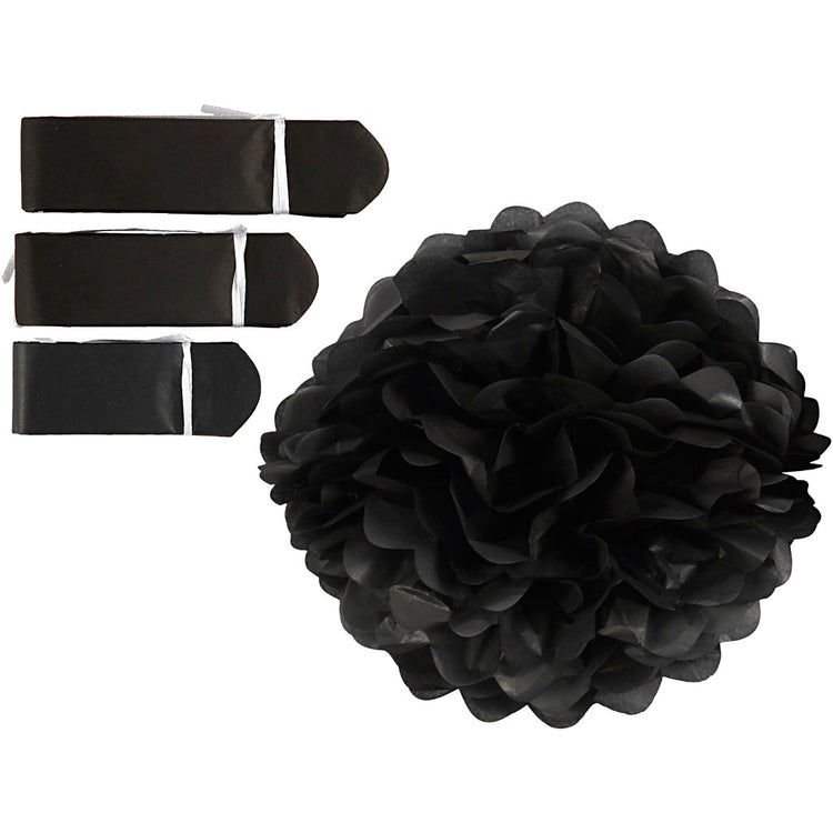 Creativ Company Papierbommel, D 20+24+30 cm, 16 g, schwarz, 3 Stück 1 Box