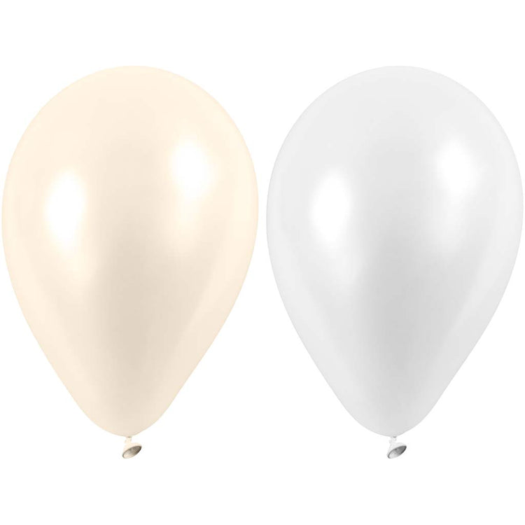 Creativ Company Luftballons, rund, D 23 cm, weiß, Perlmutt, 10 Stück 1 Box