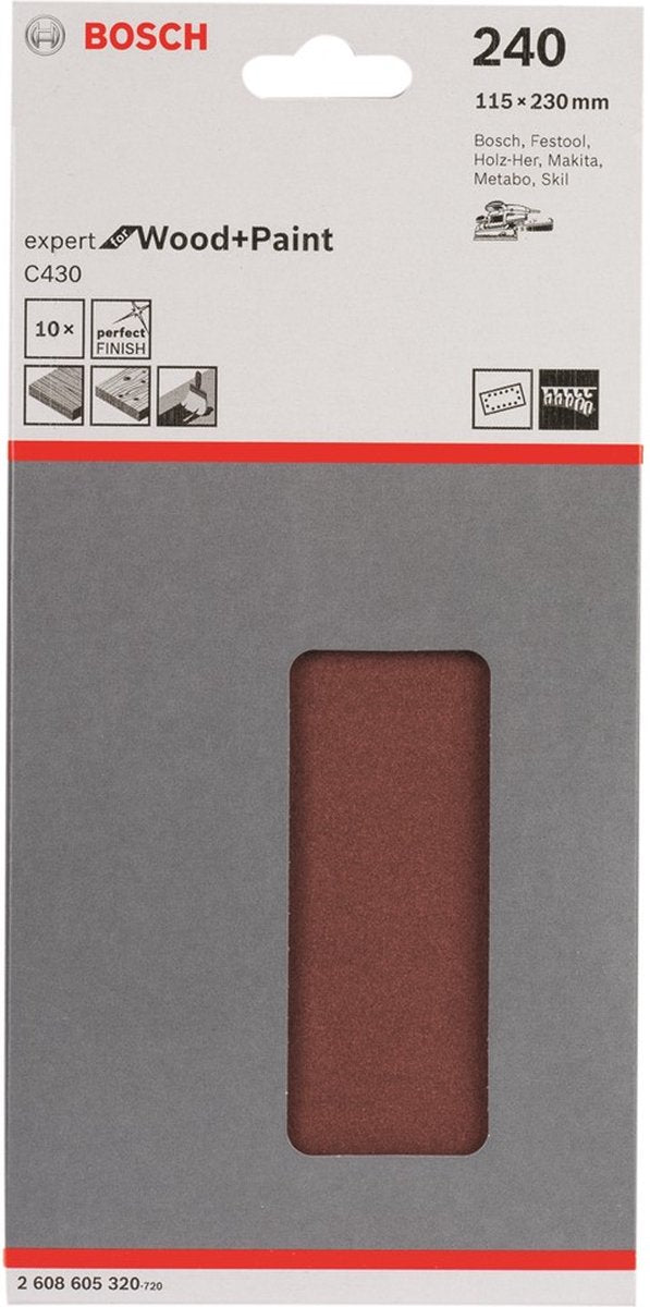 Bosch - 10-teiliges Schleifblatt-Set 115 x 230 mm, 240