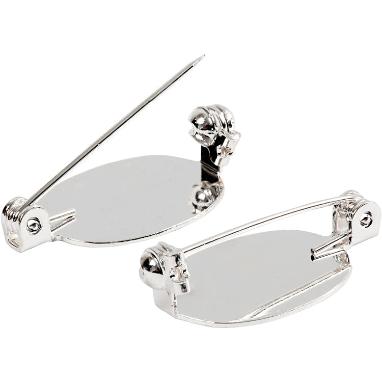 Creativ Company Broschennadel, Größe 20x15 mm, versilbert, 100 Stück 1 Box