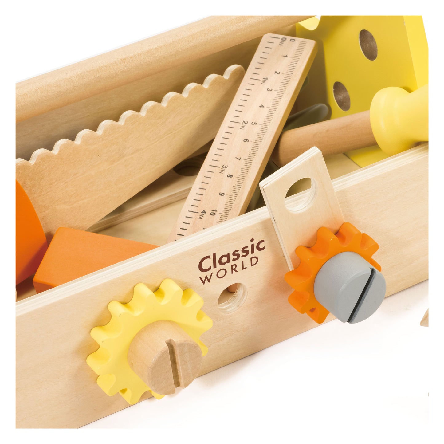 Klassiker World World Wooden Timmermanset mit Toolbox, 18dlg.