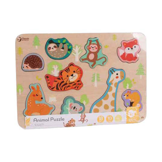 Klassische Welthölzerne -Insent -Puzzle -Tiere, 10st.