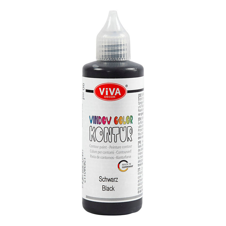 Creativ Company Fensterfarbe Konturensticker und Glasfarbe Schwarz, 90ml