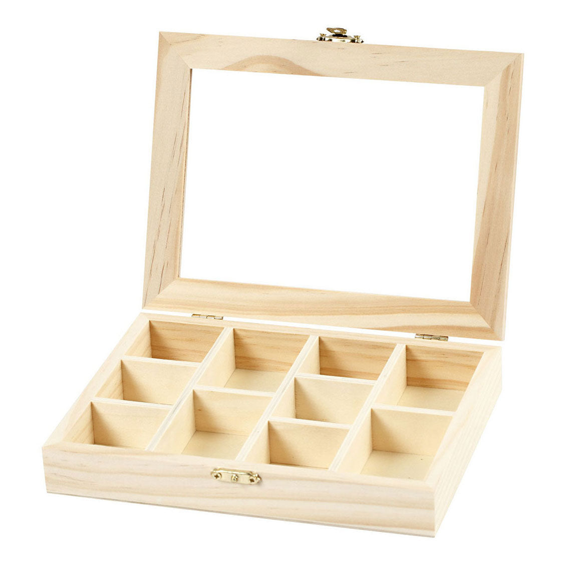 Creativ Company Holzkiste mit Glasdeckel und 10 Fächer