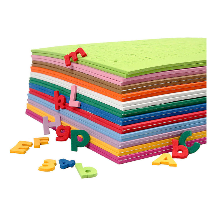 Creativ Company Eva Foam Zahlen Buchstaben, H: 20 mm, Dicke 3 mm, verschiedene Farben, 24 Div -Blätter 1 Box