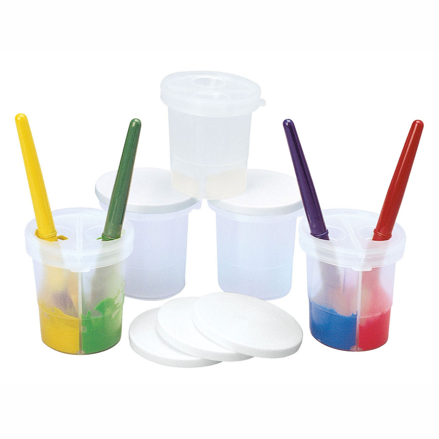 Colorations - Farbbecher mit Deckel und 2 Fächern, 5er Set
