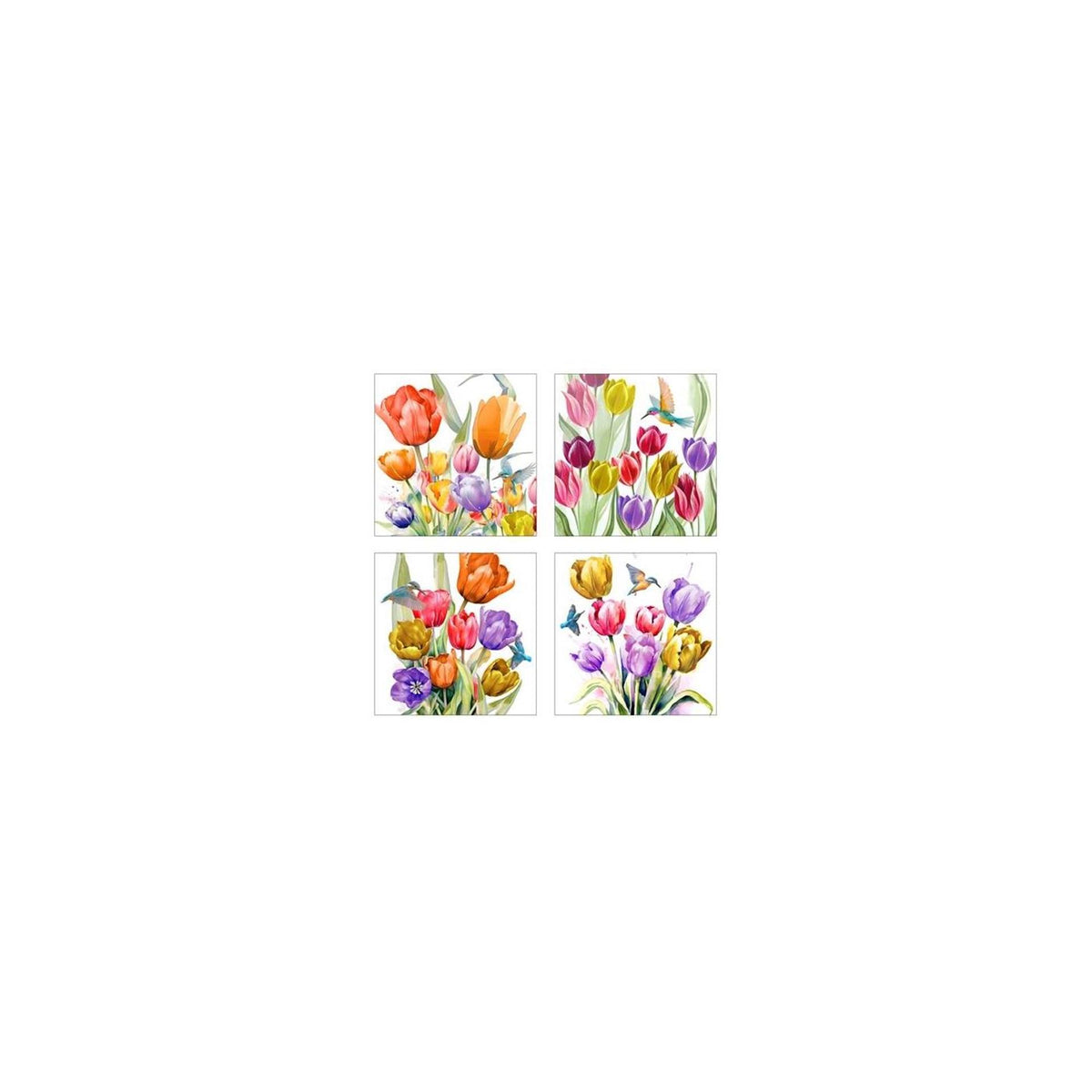 Untersetzer Tulpe mit Vögeln 4er Set
