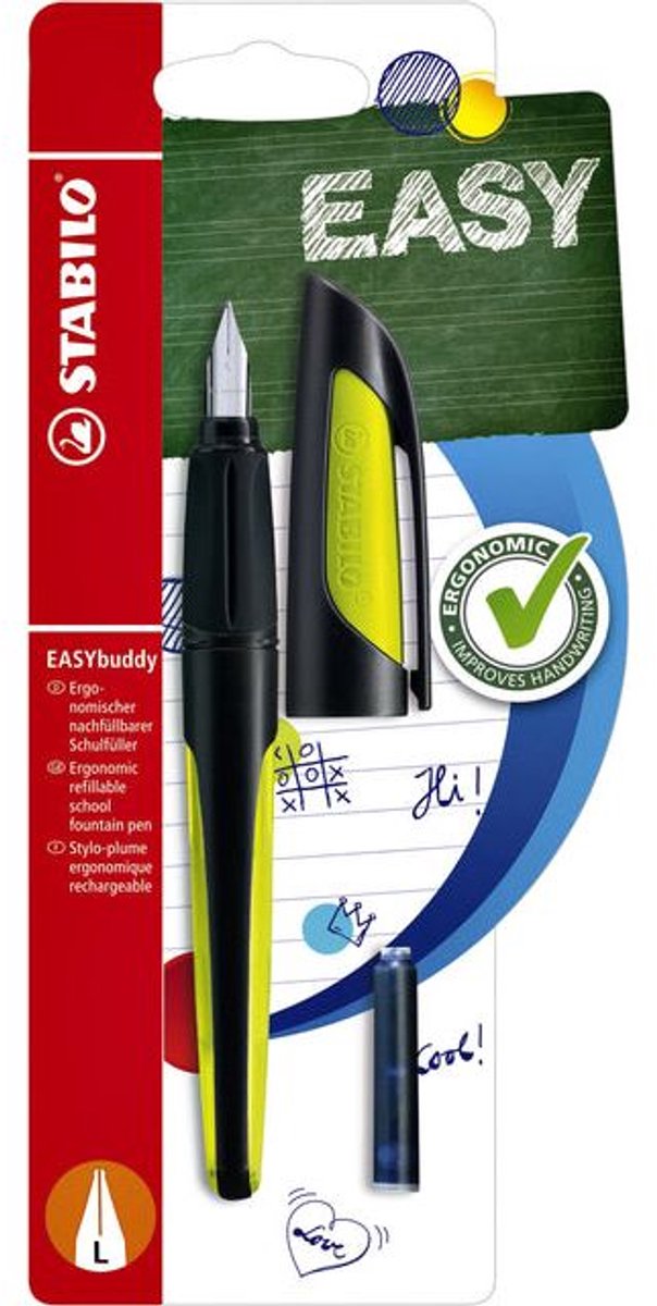 Stabilo easybuddy – ergonomischer Füllfederhalter – Black Lime – L-Spitze für Linkshänder